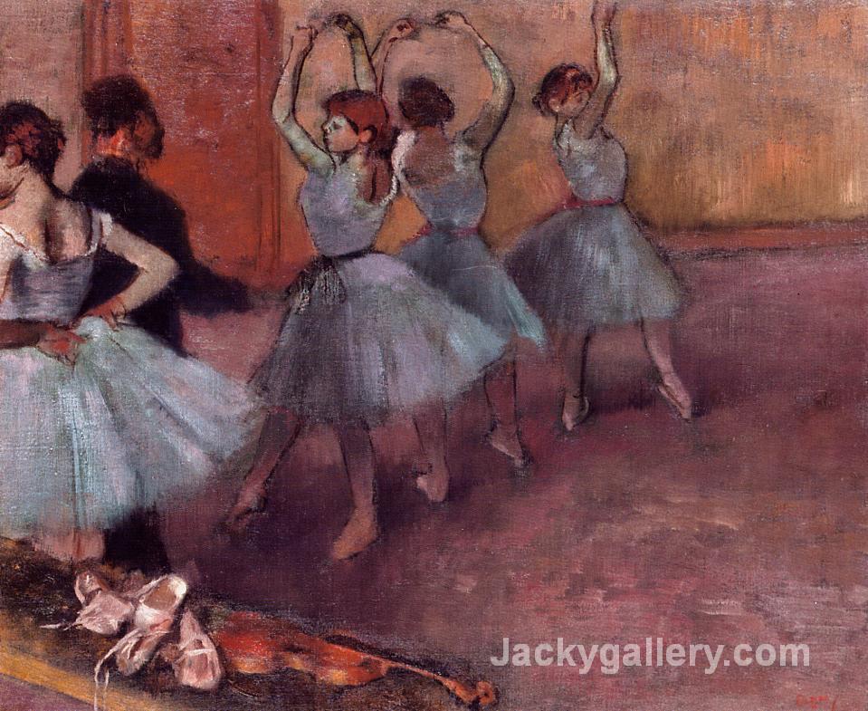 Dancers in Light Blue (Rehearsing in the Dance Studio) by Edgar Degas paintings reproduction